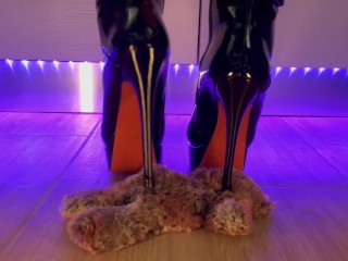 Teddy Bear Domination - Black High Heels Boots Crush and Trample