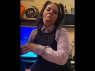 Latina schoolgirl having fun with oral sex and a lollipop XXX - support me at OnlyFans @Xoco-Latina