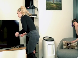 Charlie and Mia fuck and fist each other with toys they discover while robbing an apartment