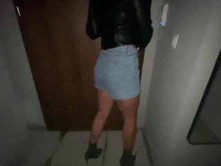 Super naughty girl get fucked with cum over Leather jacket after party n dirty talking