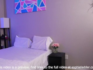 Only One Bed! Trans Girl and BBW Teammates Fuck In Hotel