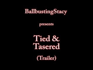 Shiny PVC BallbustingStacy, Bondage CBT BDSM, Electric SHOCKS in the balls NONSTOP trailer