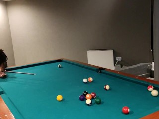 I take my student to play pool and I fuck her on top of the table for a horny slut