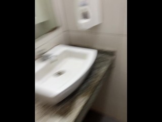 Bad girl doing bad things at public bath - pissing