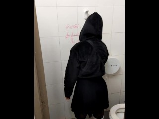 Bad girl doing bad things at public bath - pissing