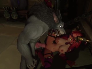 An Elf redhead in a Werewolf's cell | Warcraft Hentai Parody