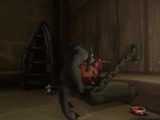 An Elf redhead in a Werewolf's cell | Warcraft Hentai Parody
