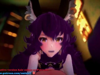 GRANBLUE FERRY HARD COWGIRL HENTAI CREAMPIE 3D MMD HALF FURRY DARK GREEN HAIR COLOR EDIT SMIXIX