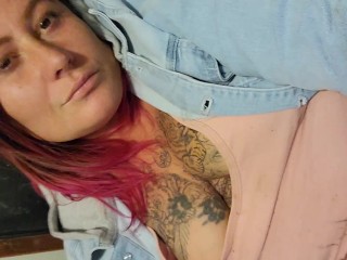 Short tattoo pink hair in Jean jacket closeup Lippy pussy teaser