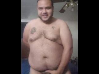 Fat Arab jerking off with big load and new hair cut