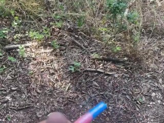 Holding His Dick In The Woods While He Takes a Piss