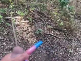 Holding His Dick In The Woods While He Takes a Piss