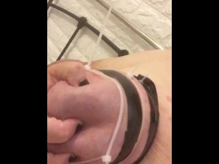 Slapping my cable tied tits 