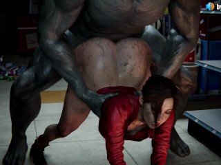 Claire Redfield being fucked in the ass by Mister X - Resident Evil 3d animation loop with sound