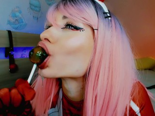 SLOBBERY AHEGAO WITH LOLLIPOP FROM WHORE ZERO TWO