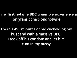 Blonde hotwife gets creampie from a friend of husband with massive BBC