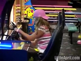 Public teen masturbates in arcade toilets