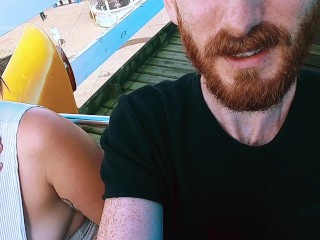 Riding rollercoaster at funfair nip slip, accidental public flash. Tit nipple slip