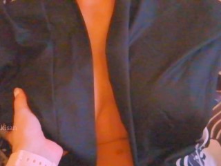 Rubbing pussy and having fun humping my stepsister's sex doll after school in Japan school uniform