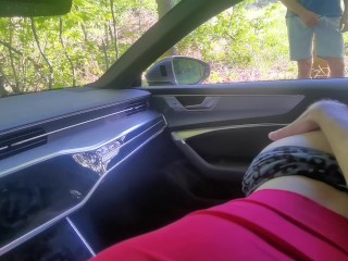 Blowjob in car - stranger voyeur caught and watched us