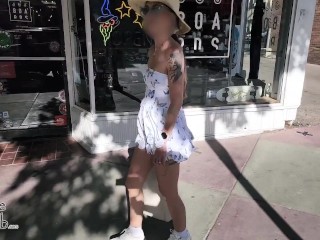 Flashing pussy around town in super short sundress made me so wet!