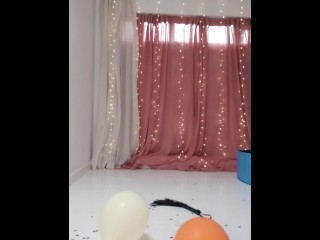 Naughty Jennifer Sits on Balloons & Pops Them With Her Fat Ass