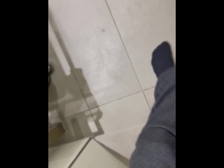 german teen gets horny in bathroom while friends are waiting for him