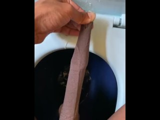 Longest best Foreskin play piss fetish pull foreskin uncut cock piss on the commode seat best pissin