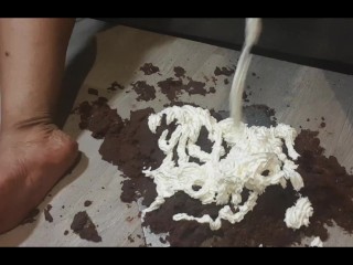 whole chocolate cake foot stomp