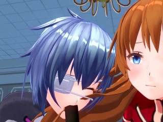 無修正エヴァ　アスカとレイの３P　Wフェラ、貝合わせ　ASMR