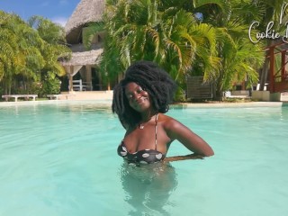 Stunning Ebony Model, poolside teaser!, damn Mrs Cookie Brownie is FIRE!!!