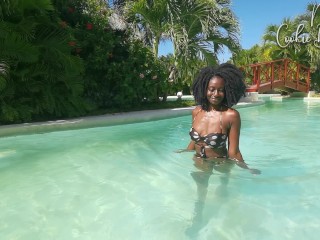 Stunning Ebony Model, poolside teaser!, damn Mrs Cookie Brownie is FIRE!!!