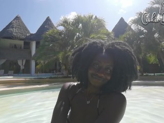 Stunning Ebony Model, poolside teaser!, damn Mrs Cookie Brownie is FIRE!!!