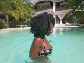 Stunning Ebony Model, poolside teaser!, damn Mrs Cookie Brownie is FIRE!!!