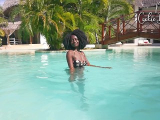 Stunning Ebony Model, poolside teaser!, damn Mrs Cookie Brownie is FIRE!!!