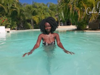 Stunning Ebony Model, poolside teaser!, damn Mrs Cookie Brownie is FIRE!!!