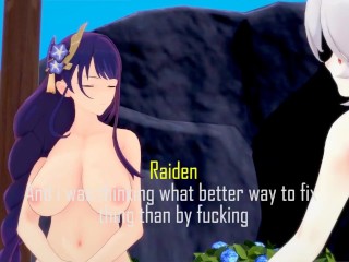 Raiden and Kazuha fuck to make amends and almost got her PREGNANT!