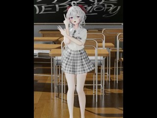 GENSHIN IMPACT GANYU SCHOOL UNIFORM CLASSROOM UNDRESS DANCE 3D VERTICAL SCREEN HENTAI WHITE HAIR