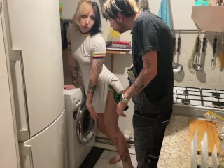 Innocent Girl Gets Fucked By Stranger While She Is STUCK In The Washing Machine