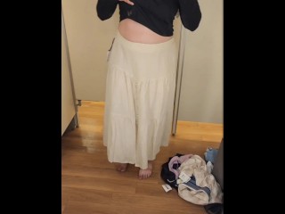 21 Year Old College Girl Tries on Clothes in Changing Dressing Room at Store...Masterbates at end
