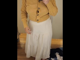 21 Year Old College Girl Tries on Clothes in Changing Dressing Room at Store...Masterbates at end