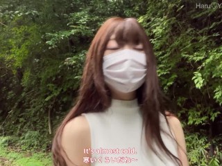 【素人】透明感抜群の色白彼女と野外で生SEX♡精子大量注入 素人カップル/美少女/色白美乳/中出し/フル動画(26分)/일본여대생과질내사정섹스