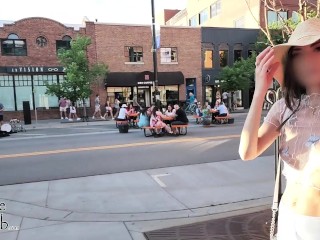 Dared to Wear an Ultra Sheer Top at a Busy Outdoor Mall