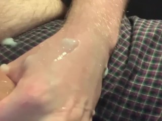 Cumming on my Couch with family in the other room