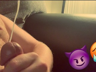 Cumming on my Couch with family in the other room