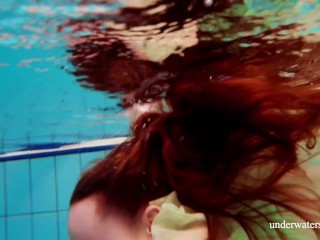 Russian hottest girl blonde small tits Nina Mohnatka swimming