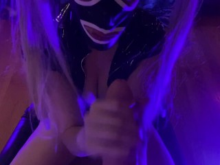 Latex Hood Sloppy Blowjob POV