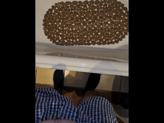 Hot night peeing to the bath POV | 4K