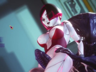 Subverse - Furry monster rubs a huge dick between the thighs of a cyber girl