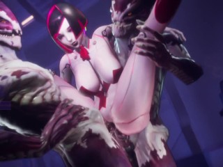Subverse - Furry monster dragons hot double penetration into robot girl